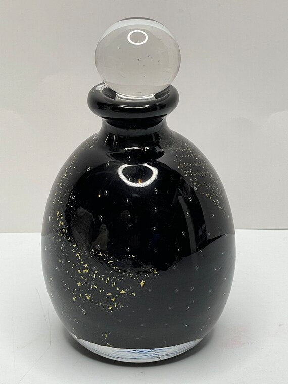 Art Decor Black Iridescent Swirl Hand blown 'Art … - image 4