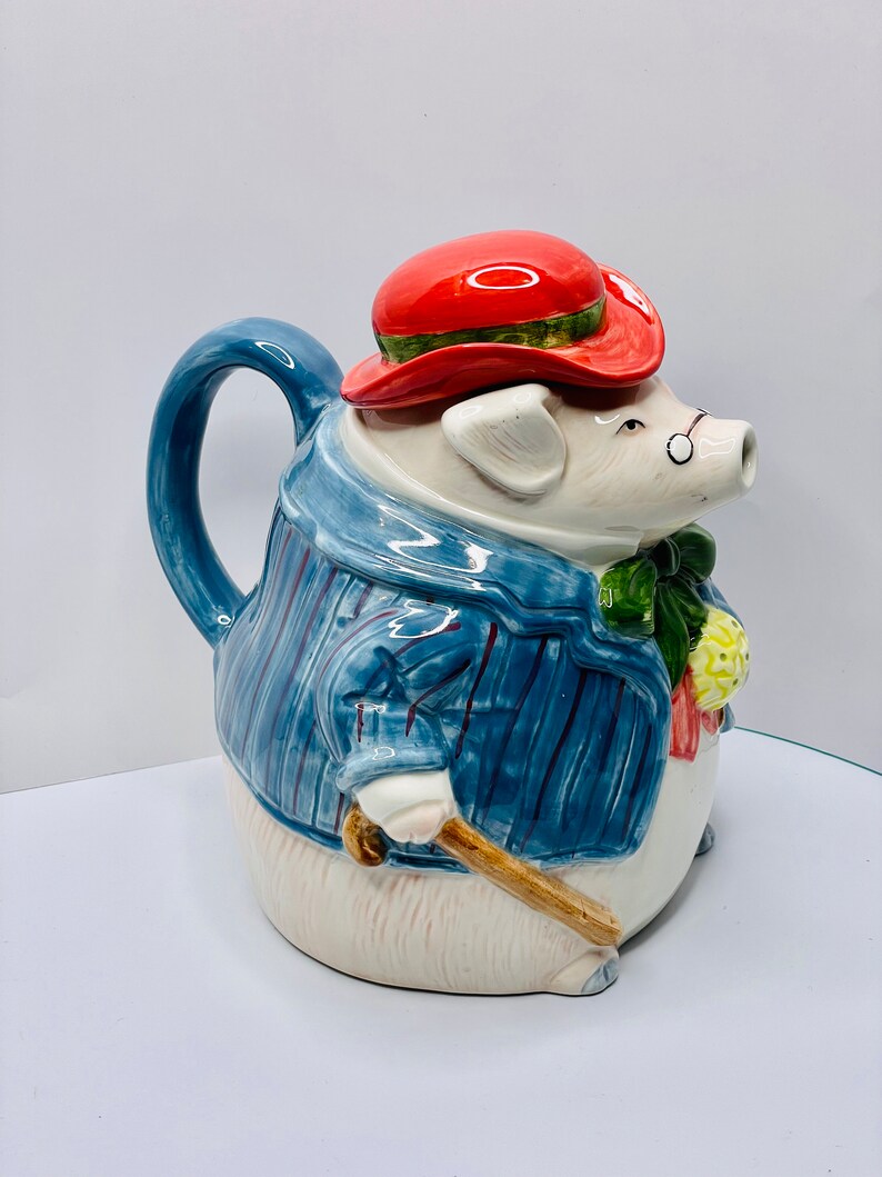 1987 Fitz and Floyd Ceramic Pig Teapot Made in Japan 8.5 Tall Etsy