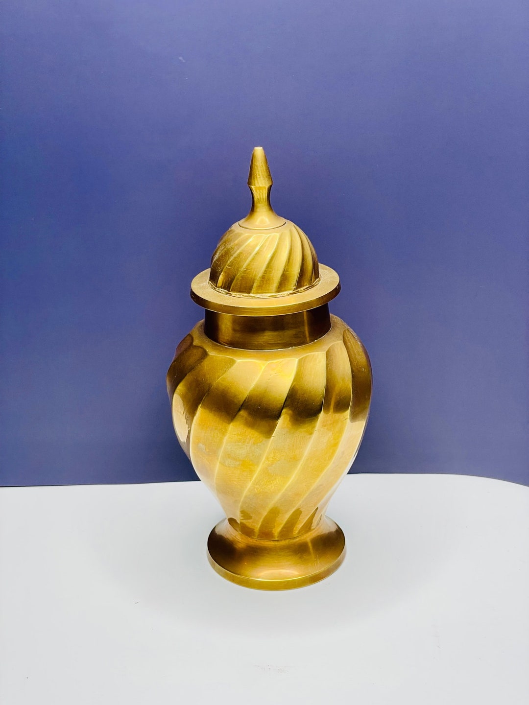 Vintage Swirl Brass Ginger Jar Vase With Lid Etsy