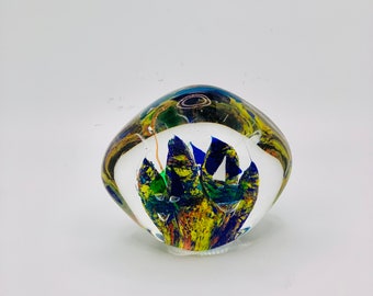 Art Fish Coral Reef Glass Paperweight or Bookend Vintage.