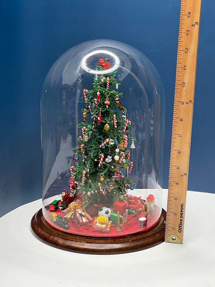 Westrim Beaded Christmas Tree on a Wooden Base W/ a Red Felt Tree