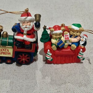 Vintage 1997 Westmar | Kirkland Signature Holiday | Kirkland Collectable Gift Ornament Santa Express with Bears and Penguin in Chair