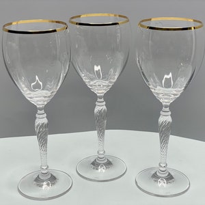 1970&#39;s Dawn Royal Doulton Hand Blown Glass. (Discontinued) Gold Rim. Set of 3