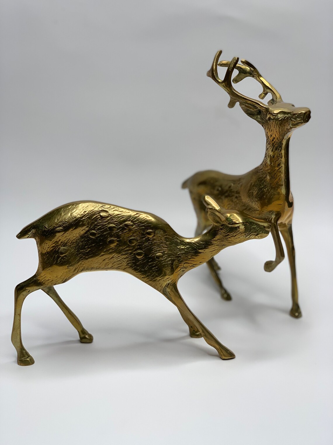Vintage Handmade Brass Buck and Doe Deer Animal Figurine Pair. Etsy