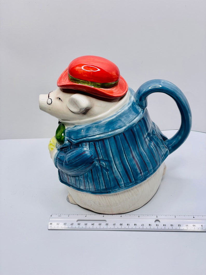 1987 Fitz and Floyd Ceramic Pig Teapot Made in Japan 8.5 Tall Etsy
