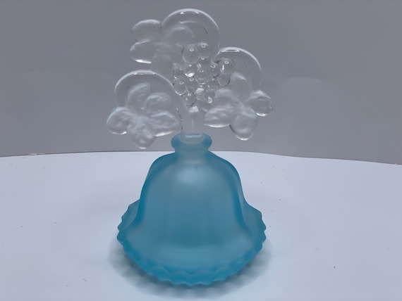 I W RICE & CO. Blue Satin Hand Blown Glass Perfum… - image 1