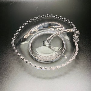 Imperial candlewick Glass Heart Shaped Candy Bowl.
