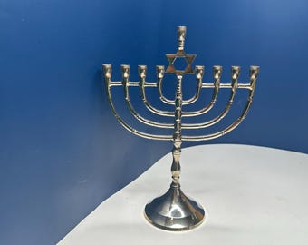 Silver Plated Star of David 9 Arm Menorah