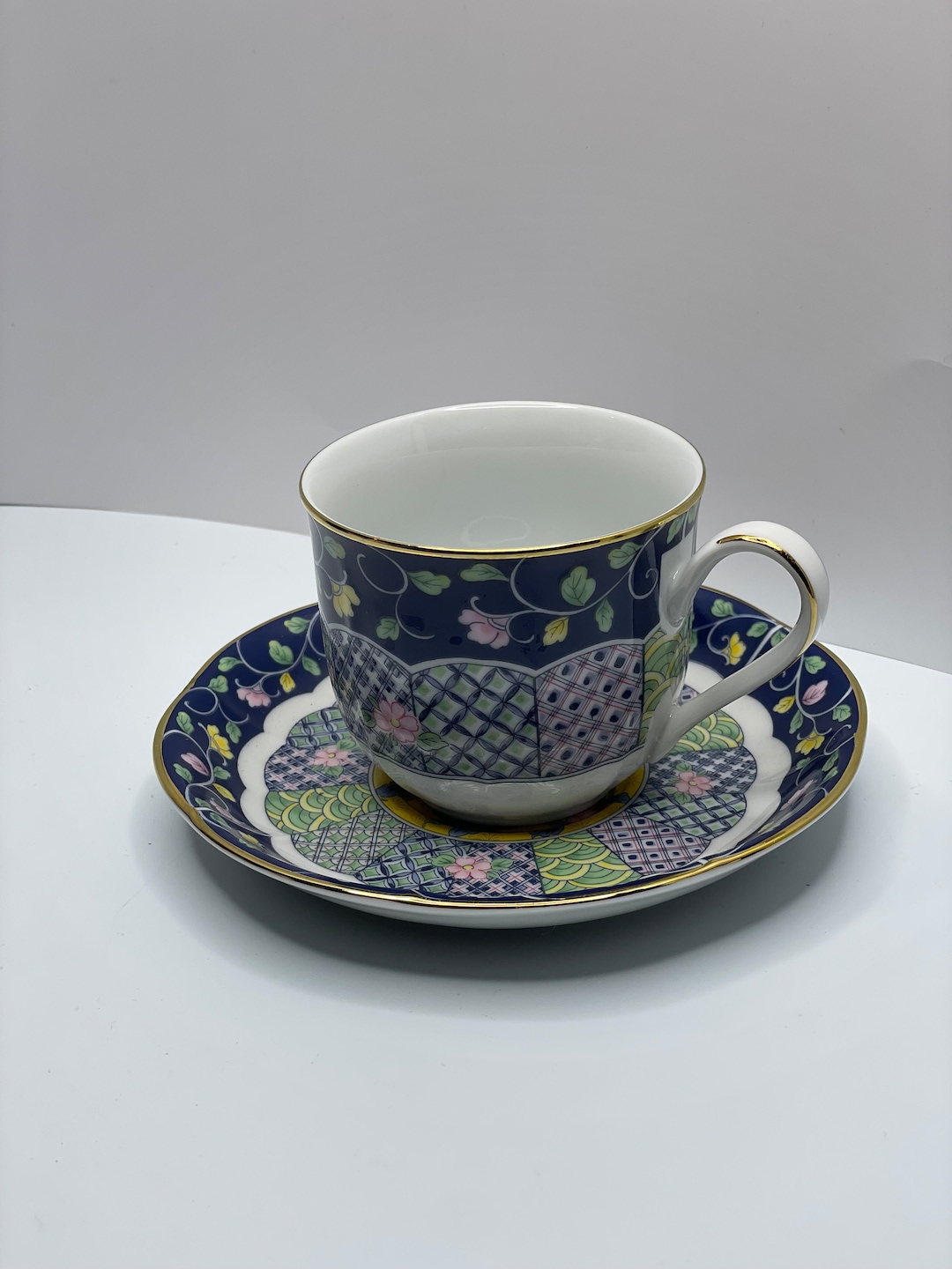 Vintage GUMP'S San Francisco Teacup and Saucer Set. Made in SRI LANKA