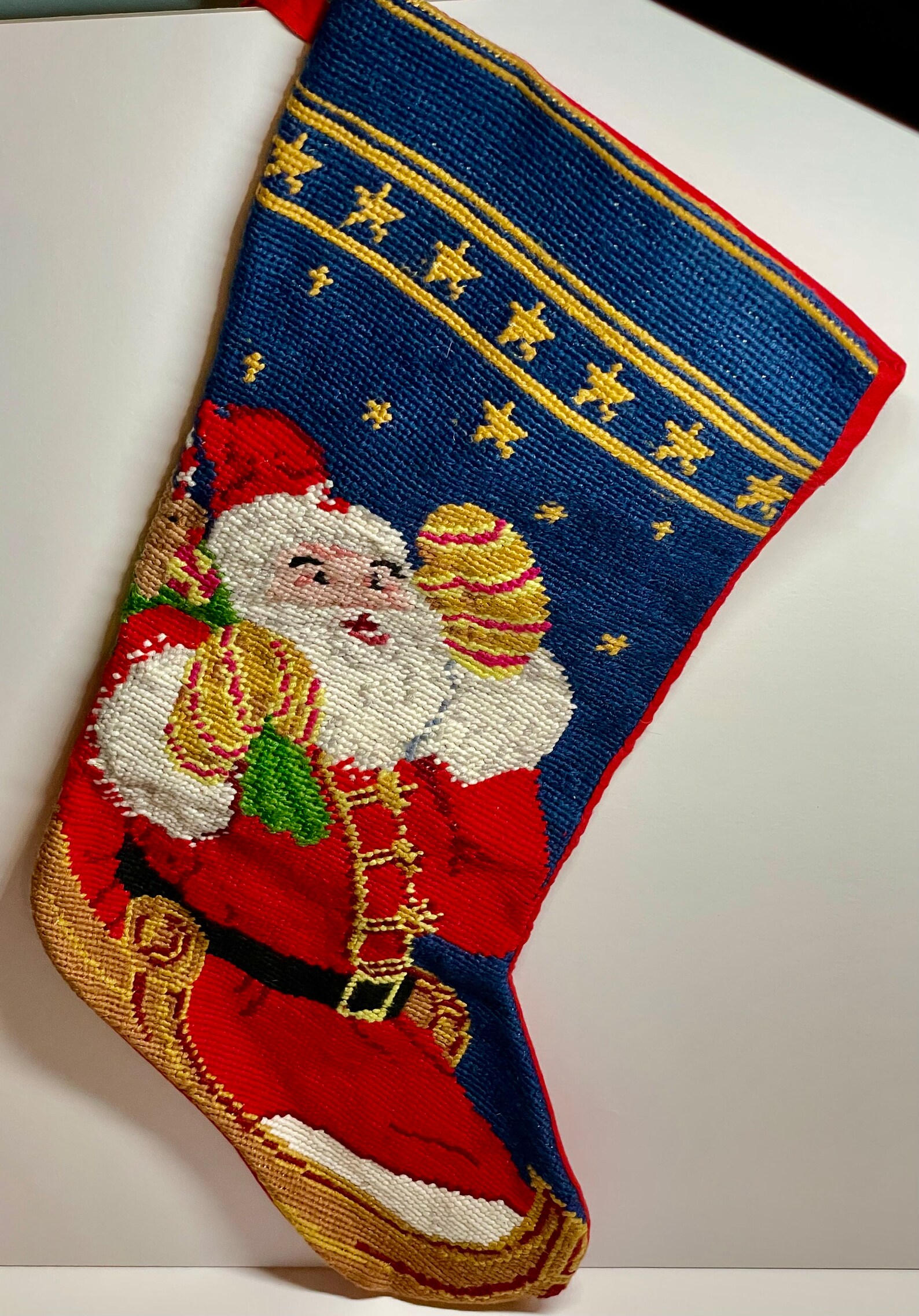 Needlepoint Christmas Stocking. Santa on Sleigh Ride 18 - Etsy