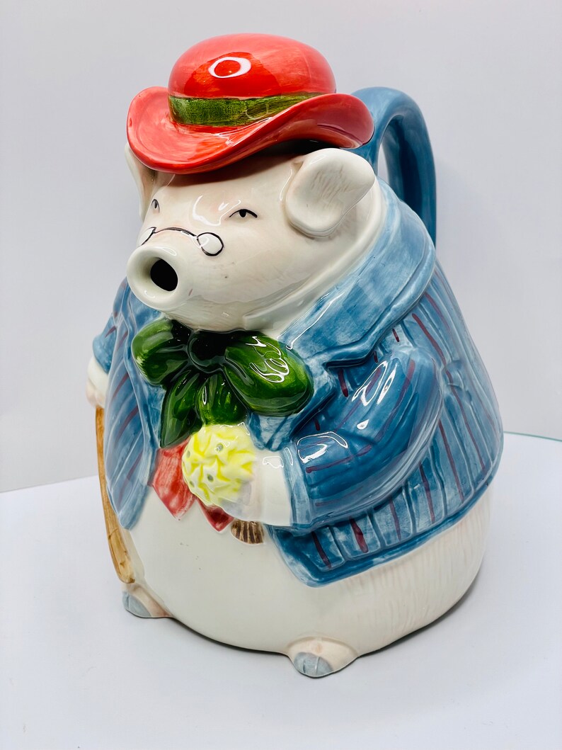 1987 Fitz and Floyd Ceramic Pig Teapot Made in Japan 8.5 Tall Etsy