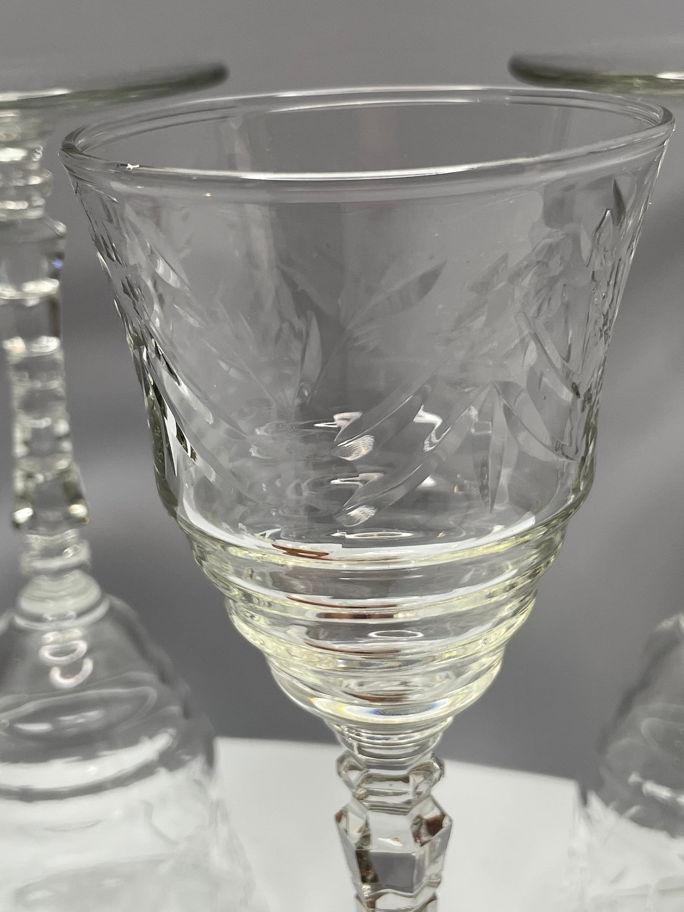 1940's Cordial Glass. Rock Sharpe Artic Rose Pattern. Floral Etched by