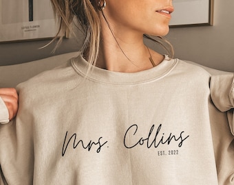 Personalized Mrs Sweatshirt | Personalized Gift for Bride | Bridal Shower Gift | Wedding Gift | Bride To Be Gift | Custom Bridal Gift