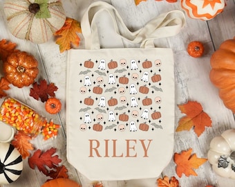 Custom Trick or Treat Bag | Halloween Trick or Treat Tote Bag | Spooky Name Tote | Personalized Trick or Treat Bucket