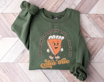 Erntedank-Sweatshirt | Lustige Erntedank Rundhals | Frauen Erntedank Shirt | Kürbis Kuchen Shirt