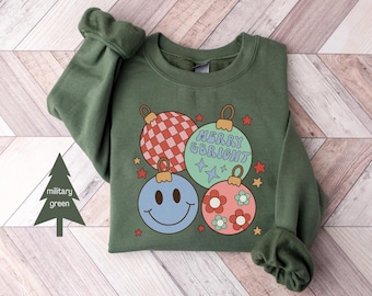 Retro Christmas Sweatshirt | Merry Christmas Shirts for Women | Christmas Crewneck | Holiday Sweatshirt | Christmas Sweater