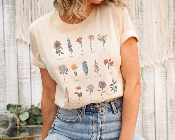 Women Boho Flower T Shirt Vintage Floral Graphic Shirt Botanical Tee  Wildflowers Shirts Garden Lover Top : : Clothing, Shoes &  Accessories