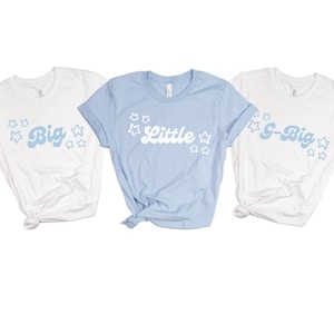 Große und Kleine offenbaren Shirts | Passende Sorority Shirts | Kleine Große Shirts | Baby Blau Sorority Shirts | Große kleine Schwesternschaft Shirts