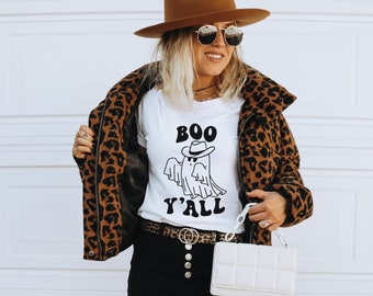 Camiseta Boo Y'all / Camiseta linda de otoño / Camiseta linda de fantasmas / Camiseta retro de otoño / Camiseta extragrande de Halloween / Camiseta sureña de otoño