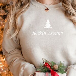 Christmas Tree Shirt | Rockin Around the Christmas Tree Shirt | Unisex Adult Holiday Sweatshirt | Minimal Merry Christmas
