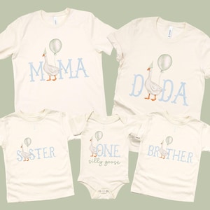 One Silly Goose Birthday Shirt | Matching Family First Birthday Outfit | Mama & Dada Goose | Cake Smash | Gender Neutral Vintage 1st Theme