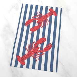 Lobster Stripe Tea Towel - Navy
