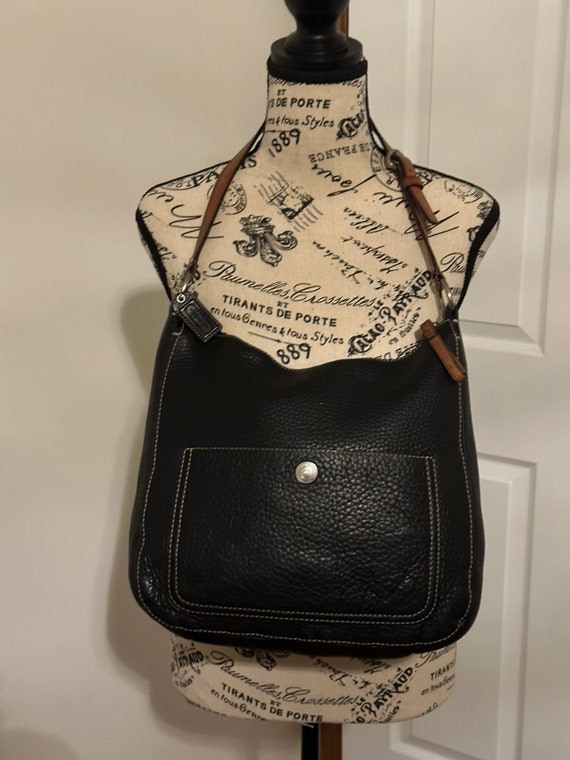 Vintage Coach Chelsea Black Pebble Leather with Br