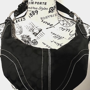 Coach Black Signature Hobo Handbag Leather Strap