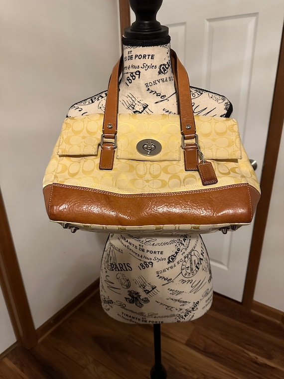 Vintage Yellow Coach Hampton Signature Satchel w/S