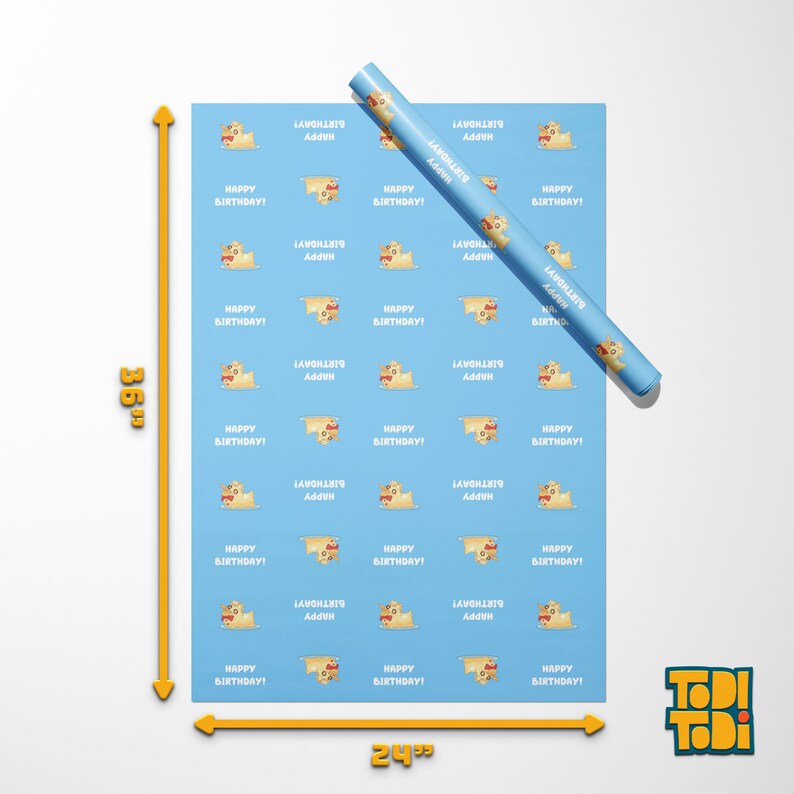 Bluey Birthday Wrapping Paper Duck Cake Gift Wrap Bluey Etsy Singapore