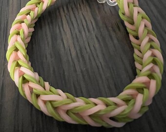 army green and light pink bracelet