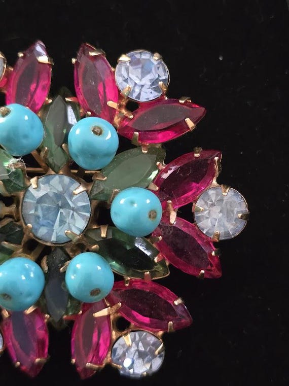 Vintage Rhinestone and Bead Brooch View 3