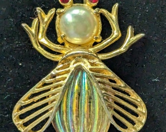 Vintage Weiss Insekt Pin Geformter Glaskörper