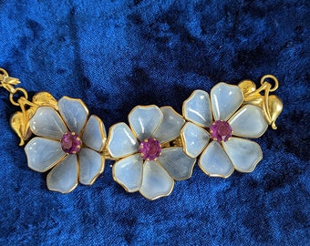 Vintage Rare 1940's Gripoix Glass Flower Apple Blossom Bracelet like Trifari