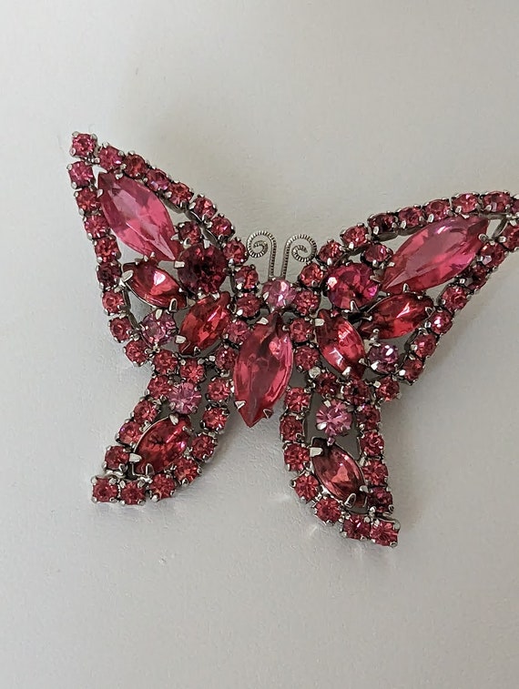 Weiss Pink Rhinestone Butterfly