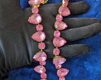 Vintage Frosted Pink Rhinestone Necklace