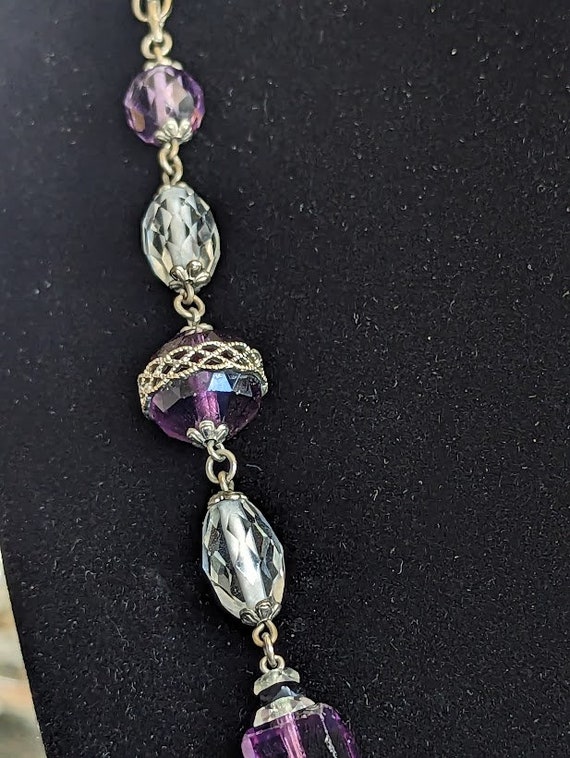 Vintage Art Deco Lead Crystal and Purple Glass Be… - image 3