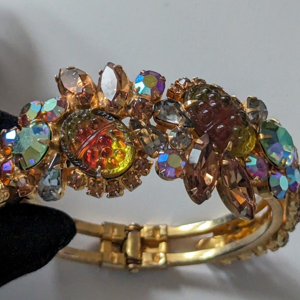 Verified Juliana Clamper Bracelet with Interesting Molded Stones