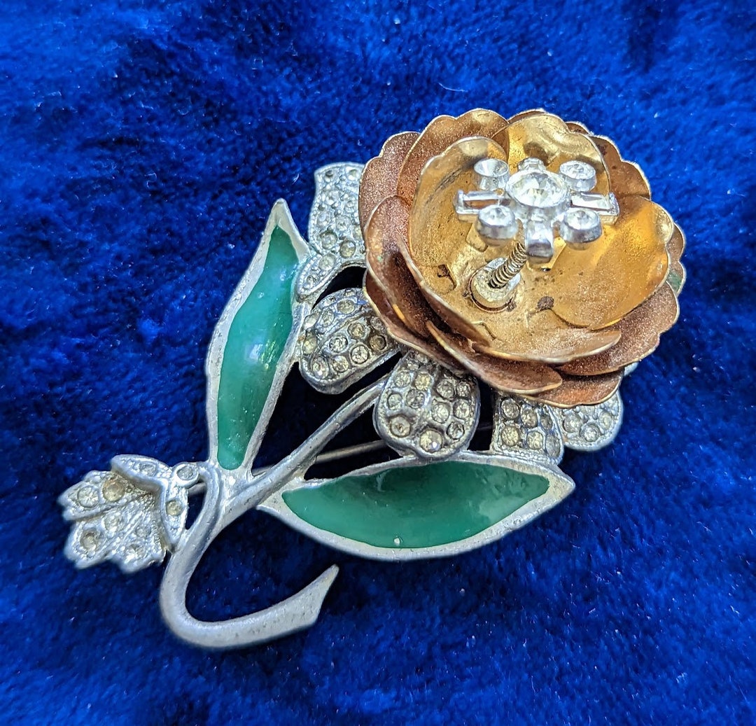 Coro Camellia Trembler Brooch Etsy