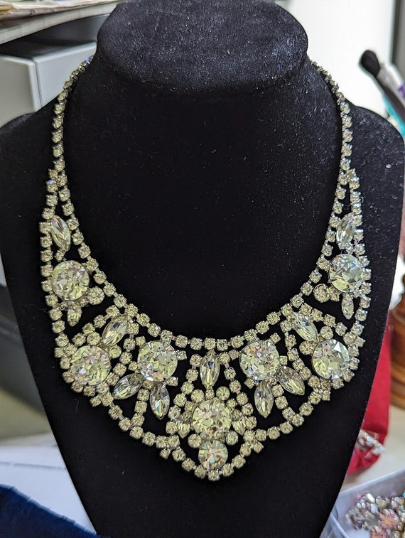 Juliana  Big Bib Clear Rhinestone Necklace