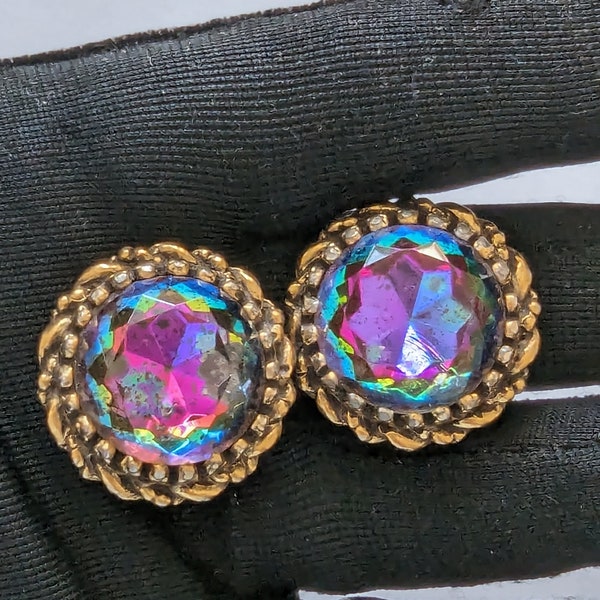 Vintage Unsigned  Schiaparelli  Large Watermelon Heliotrope Earrings