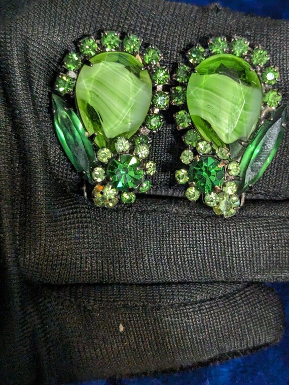 Verified Juliana Earrings Rare Green Marbleized S… - image 2