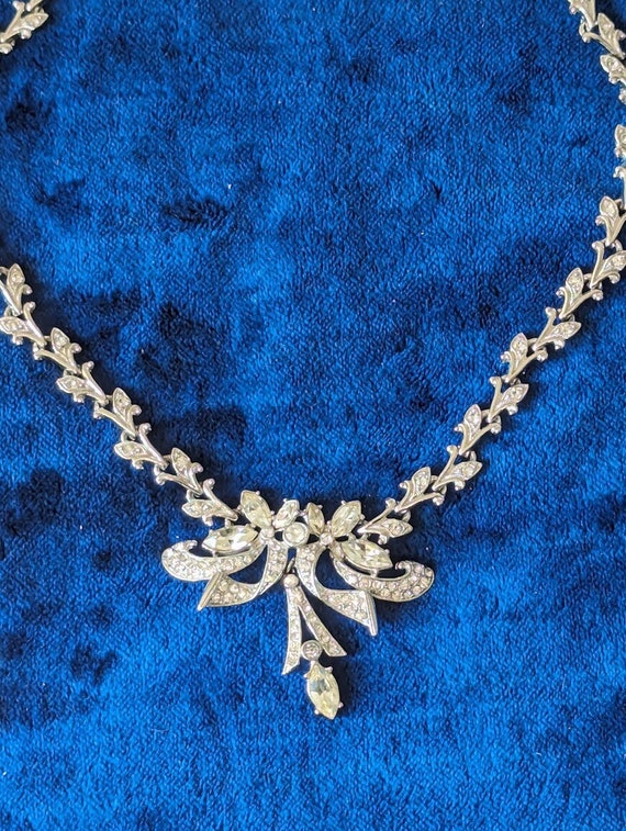 Lovely Signed Ora Rhinestone  1940's Necklace