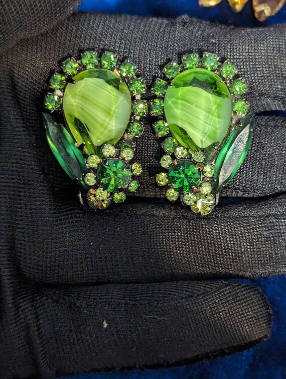 Verified Juliana Earrings Rare Green Marbleized S… - image 3
