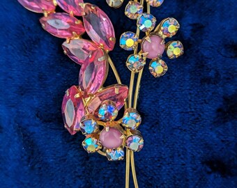 Broche de flor rosa con diamantes de imitación de Juliana verificado