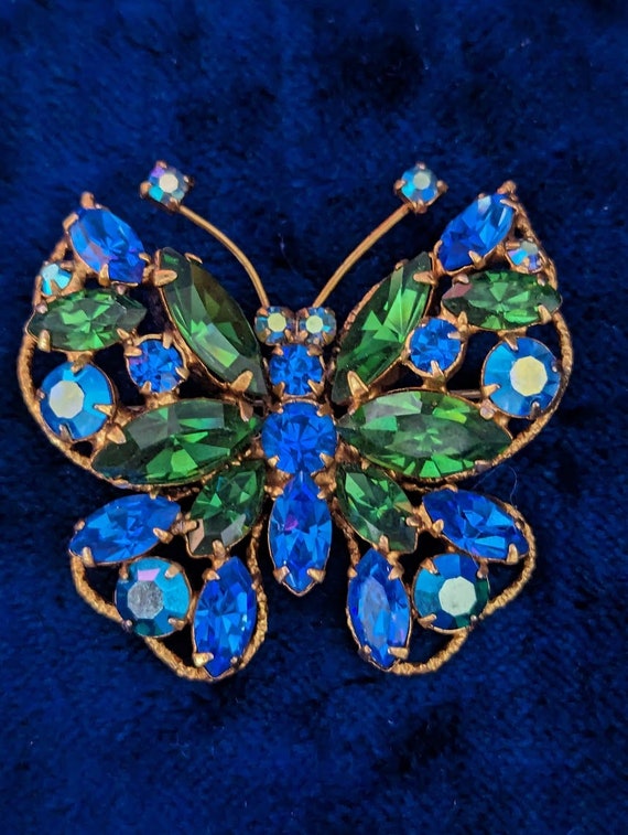 Vintage Signed Regency Rhinestone Butterfly Brooch