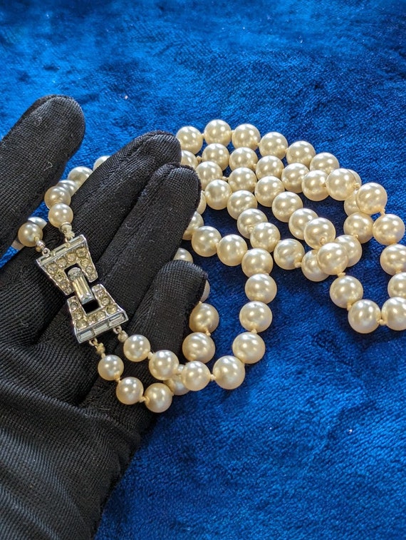 1950s Crown Trifari Double Strand Faux Pearls wit… - image 1