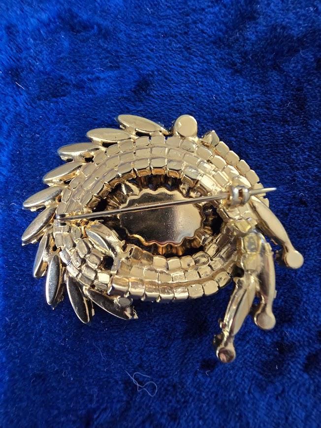 Verified Juliana Gold and Black Rhinestone Brooch - Etsy Verified Juliana - Elegant Black and Gold Women\'s Prong set Brooch main image 0