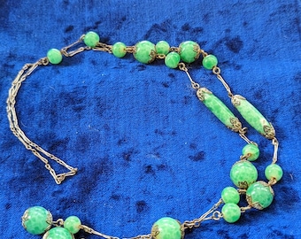 Antique Peking Glass  BeadSautoir Necklace