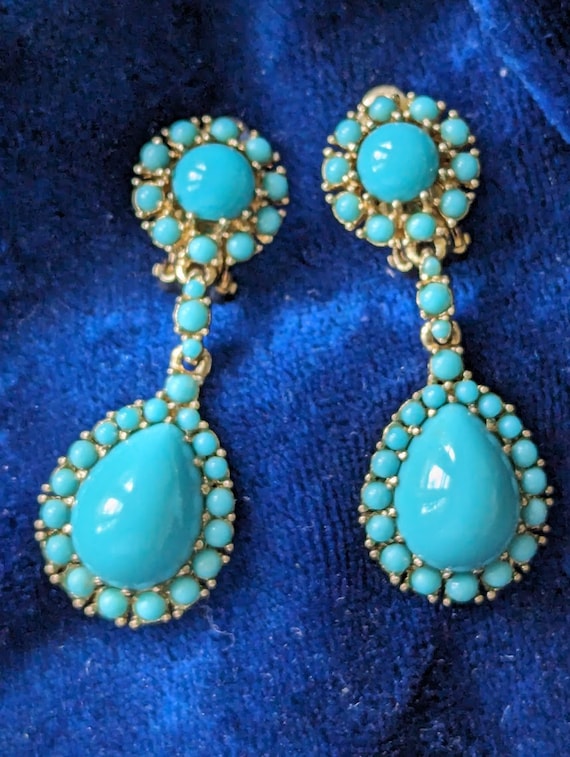 Ciner Faux Persian Turquoise Dangle Earrings